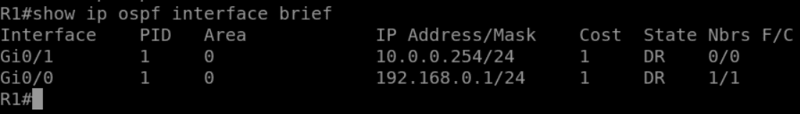 Interface dans le processus OSPF (R1)